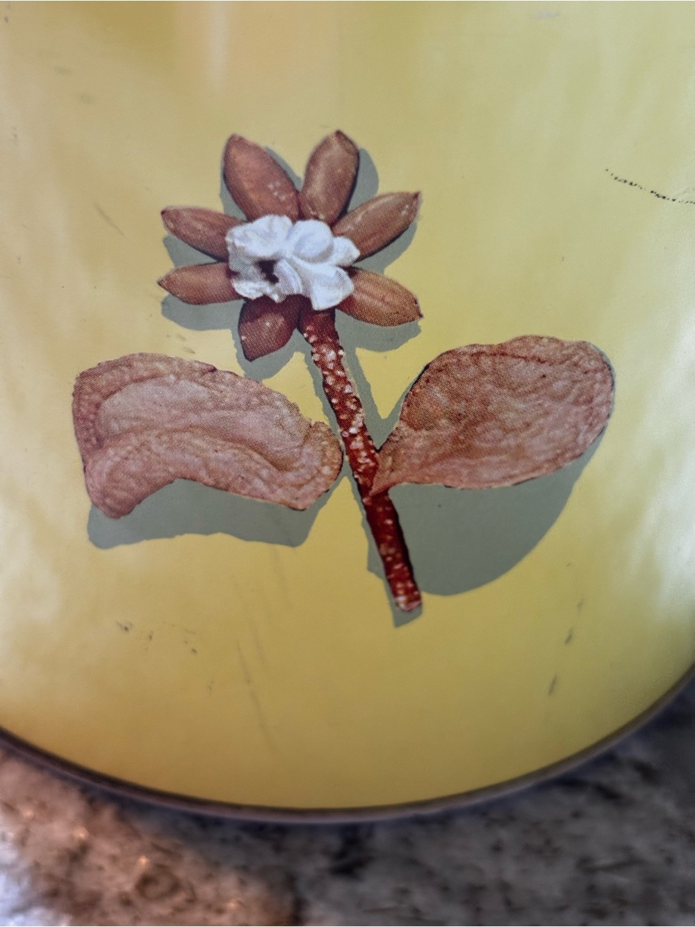 Vintage Blue Magic Krispy Can Yellow Metal Canister - Cracker and Popcorn Flower - Picture 4 of 6